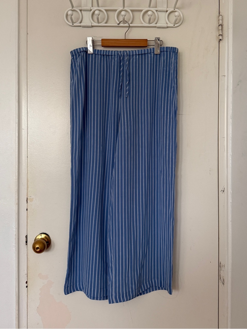 ARITZIA Blue / White Stripped Claro Silk Pants